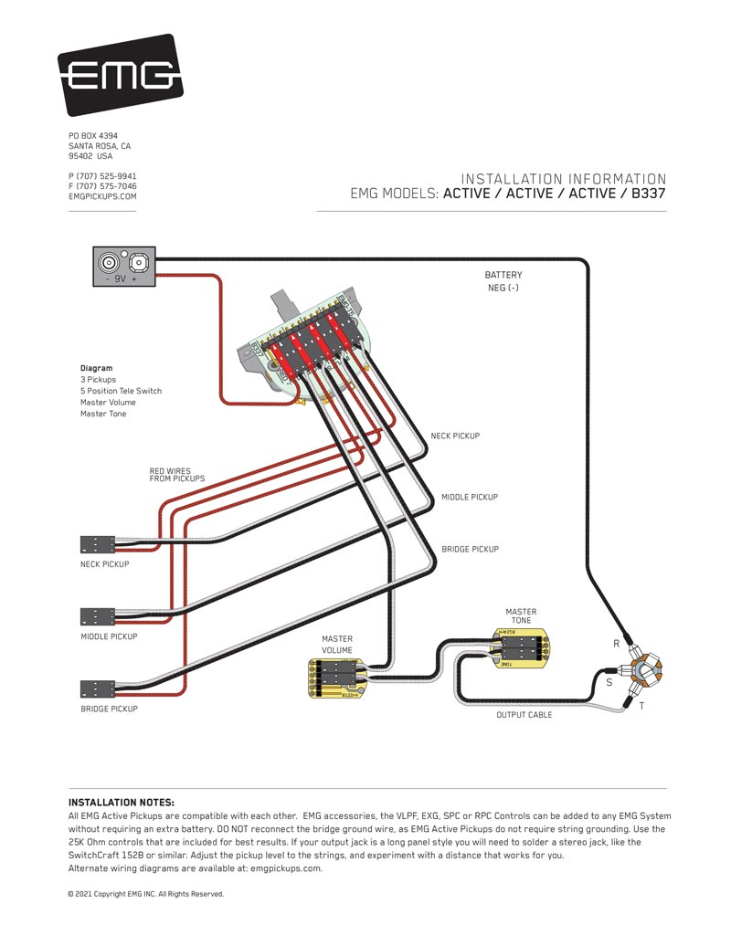 Emg Pickups Top Wiring Diagrams, Active Guitar Pickup Wiring Diagrams